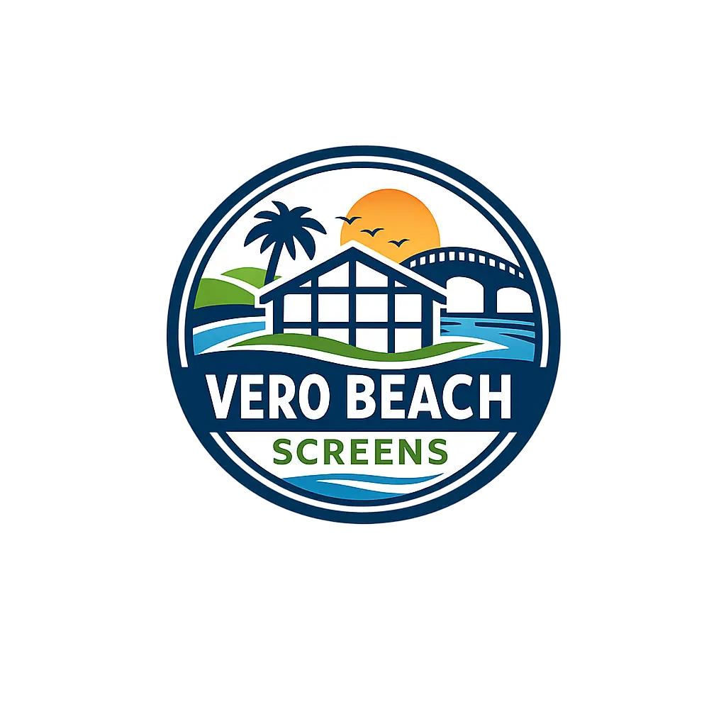 Screen enclosure services in Orlando, FL logo featuring coastal homes